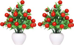 NERAPI Multicolor Cherry Artificial Flower  with Pot