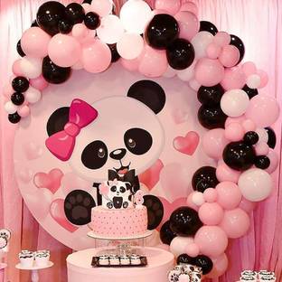 R G ACCESSORIES Solid Panda Theme Balloon Garland Kit - pack Of 72 - Party Decoration Balloon
