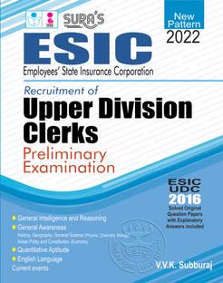 SURA`S ESIC UDC (Upper Division Clerks) Preliminary Exam Book in English Medium - Latest Edition 2022