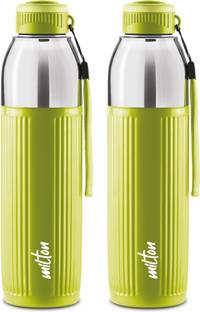 MILTON Kool Glossy Insulated Inner Pet Water Bottle, Set of 2, Light Green 680 ml