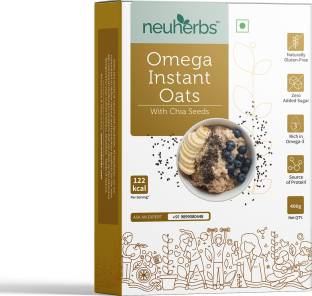 Neuherbs Omega Instant Oats With Chia Seeds For Weight Loss Ready To Eat Cereal Box