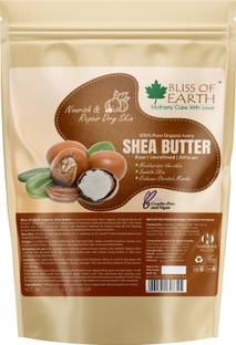 Bliss of Earth 500gm Organic Shea Butter For Skin & Hair, Raw & Unrefined Ivory Shea Butter in Tin Jar