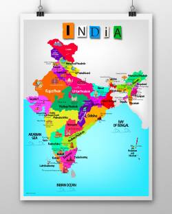 Monuments depicted on a map - cute educational poster for Kids - Size A1 -Ideal for Home and Classroom Paper Print