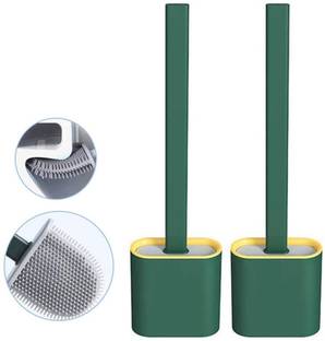 Melight Soft Silicon Flex Bristle Toilet Bowl Cleaner Brush With Slim Holder with Holder