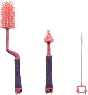 SYGA 3 Pcs Silicone Baby Bottle Brush Set, 360° Long Handle Water Bottle Cleaner