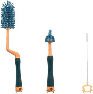 SYGA 3 Pcs Silicone Baby Bottle Brush Set, 360° Rotating Long Handle Water Bottle