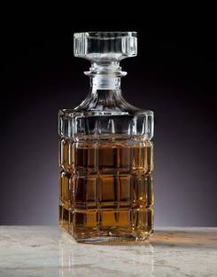 Nanson Square Crystal Cut Glass Decanter,1000 ml. with Air Tight Cap Party, Bar Decanter