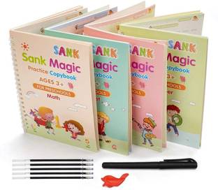 ALORNOR Drawing & Math Practice Books - Print Handwriting Workbook (4 Book + 10 Refill)