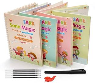 MOONZA Calligraphy Handwriting Exercise 4 Book Drawing Books Magic Pen, Hand Writing