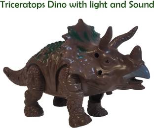 Nathans Global Traders Battery Operated Musical Walking Triceratops Dinosaur With Flashing Lights