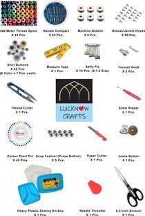Lucknow Crafts Sewing Kit Double Layer Multipurpose Tailoring Kit Box with all Accessories Sewing Kit