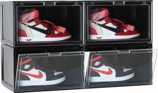 Sasimo Plastic Sneaker Containers Bins Portable Storage Organizer Space Saving Foldable Plastic Collapsible Shoe Stand