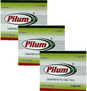 PILUM 100% HERBAL CAPSULES FOR COMPLETE RELIEF FROM PILES (PACK OF 3)