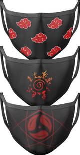 The Midle Skool Akatsuki Itachi Trigram Anime Printed Mask Combo Cloth Mask