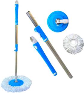 KAYKUS 360 Spin Mop Stick Stainless Steel Mop Stick Rod Home Office Cleaning pocha Mop Head and Rod