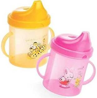 Joyful Hello Baby Plastic Sipper Cup with Double Handle orange