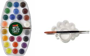 Camlin Water Color Cake 24 with tray & brush