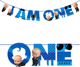 ZYOZI Boss Baby I Am One Banner | Bunting Hanging for Boys Boss Baby Party Decoration Banner