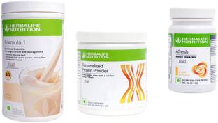 HERBALIFE Formula 1 VANILLA Shake + Protein 200 Gm + Afresh Energy Drink GINGER Nutrition Drink