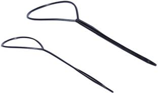 Chronex Pack of 2, Topsy Tail  Braid Plastic Ponytail Maker  Accessory (Black) Hair Extension