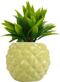 Luminescence Enterprises Ceramic Pineapple Shaped Planter Container set, Yellow Color, Size 5 Inch Plant Container Set