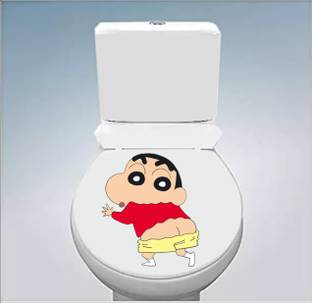 Azan Creation 20.32 cm Shinchan funny Stickers Bathroom Mural Art Waterproof Self Adhesive Sticker