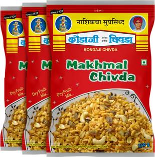 KONDAJI CHIVADA Nashik Special Chiwada (Makhmal Chivda)Pack of 3-250Gms Each(Total-750Gms)