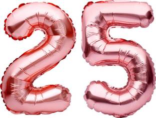 PARTY MIDLINKERZ Solid Birthday Numbers Solid Rosegold '25' Numerical Foil Balloon for Celebration Letter Balloon