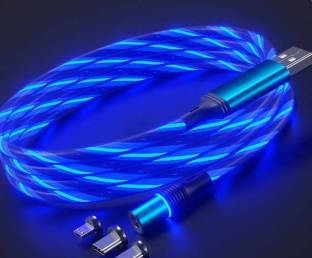 Auto Ryde Magnetic Charging Cable 1 m Cable Micro USB, Type C, IOS with LED Data Cable