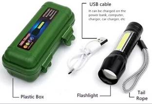 IndiLights 8 W Zoomable, Waterproof, USB Rechargeable Pocket Torch 2 hrs Lantern Emergency Light