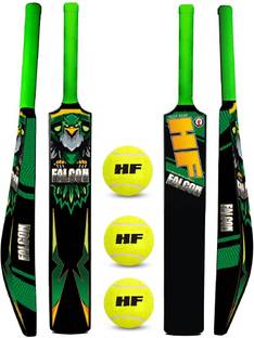 HF FALCON Full Size COMBO 1 HARD PLASTIC BAT WITH 3 TENNIS BALL Cricket Kit
