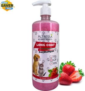 ALTRESSA Long Coat Pet Shampoo for Shiny & Smooth Hair, Strawberry, Neem & Aloe Extracts, Anti-dandruff, Anti-itching, Conditioning Strawberry Dog Shampoo