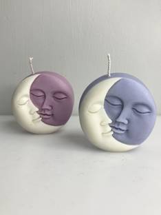 yellow petal Sun & Moon Candle, 100% Soy Scented, Violet & Lilac Color, Pack of 2 Candle