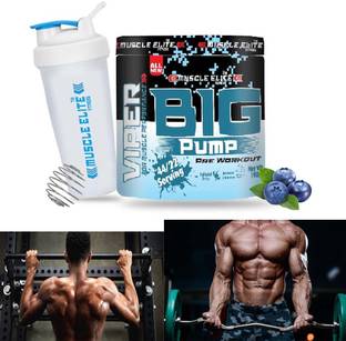 MUSCLE ELITE FITNESS Big Pump pre workout supplement Highlight Energy Increased muscle X1 Blueberry Energy Drink