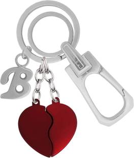 MGP FASHION Valentine's Day Magnetic Red Heart Broken couple With Alphabet B Locking Hook Key Chain