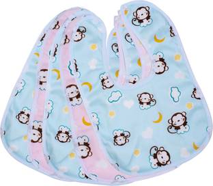 Buddsbuddy Combo of 5 Deluxe Waterproof Baby Cotton Snack Bibs Multicolor