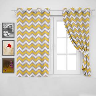 HOMEMONDE 152 cm (5 ft) Cotton Room Darkening Window Curtain (Pack Of 2)