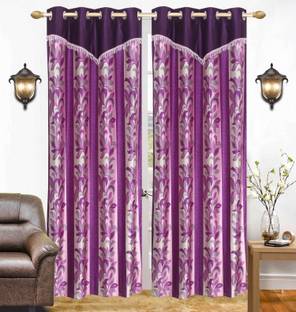 Ville Style 214 cm (7 ft) Polyester Semi Transparent Door Curtain (Pack Of 2)