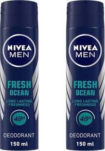 NIVEA MEN FRESH OCEAN AQUA FRESH SCENT DEO (PACK OF 2 X 150 ML) Deodorant Spray  -  For Men
