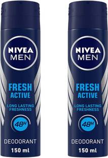 NIVEA MEN FRESH ACTIVE OCEAN EXTRACTS DEO (PACK OF 2 X 150 ML) Deodorant Spray  -  For Men