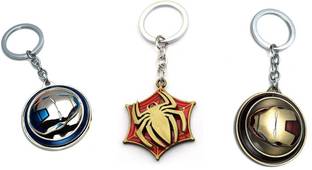 OHZEN Iron man,Red Spider,Red Iron Man Rotating Keychain Key Chain