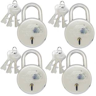 Azco Classic 65mm-8 Levers, Double Lock with Silver Chrome Finish (combo Offer) 4 Padlock