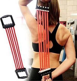 M MOD CON Chest Expander Developer Flexor for Fitness Workout with 5 Removable Latex Ropes Resistance Tube