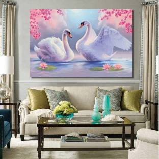 komstec 18 inch Multicolor Swan Birds Wall Sticker For Home Décor, Living Room 18x12 Inch Self Adhesive Sticker