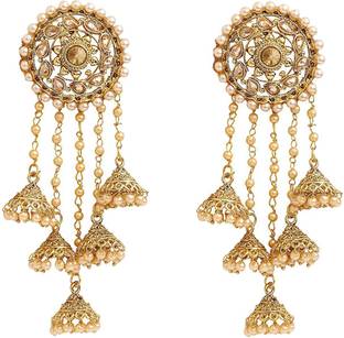 GEODE DELIGHT BahuTopGG Pearl Alloy Jhumki Earring