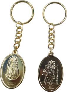 BLESSINGS Set Of 2 Gold Plated Valankanni And St. Christopher Key Chain