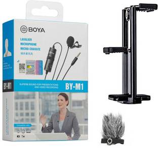 BOYA BY-M1 with Fur-Lav and Mount4 Omnidirectional Lavalier Condenser Microphone