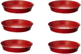 VirajSanchi Flower Pot Plant Saucer Base Plate Planter Tray Set of 6 Terracotta (8 Inch) Plastic Vase