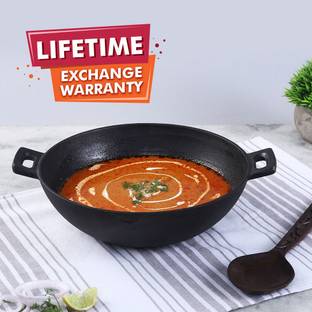 WONDERCHEF Forza Cast-Iron Kadhai, Pre-Seasoned Cookware, Induction Friendly Kadhai 24 cm diameter 1.9 L capacity