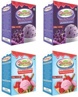 Dharmasut 2 Black Currant + 2 Strawberry Ice Cream Powder | Combo of 4 | 400 g